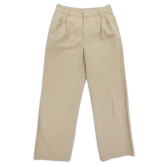 ARITZIA TNA Crawford Pant Wide Leg Pleated Trouser Khaki Old Money Quiet Luxury